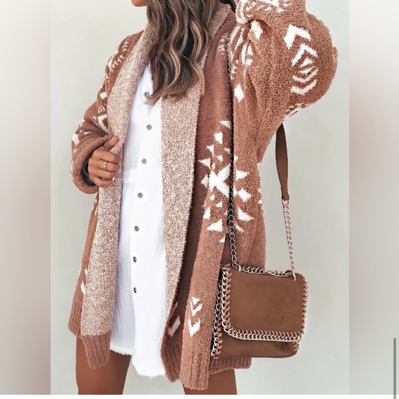Vici Brown and Cream Patterned Cardigan - Picture 6 of 10